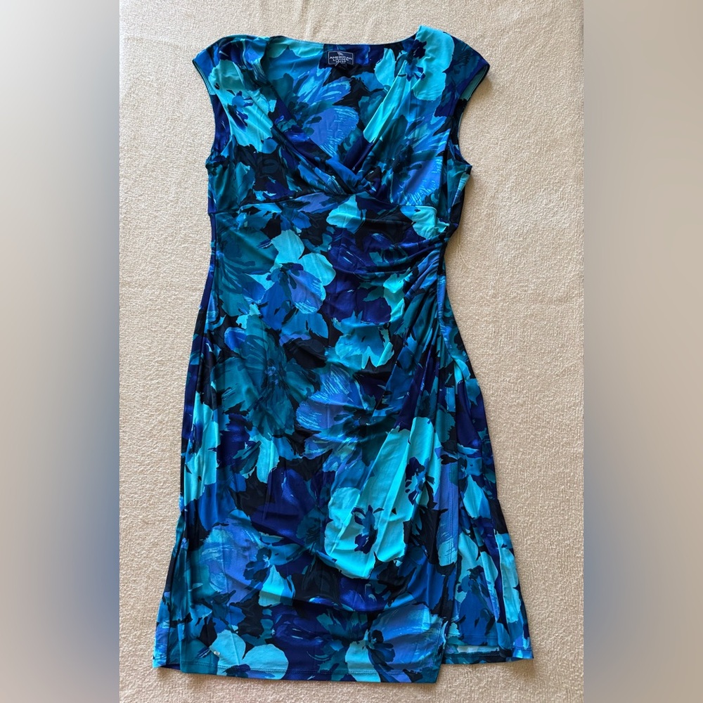 American Living Blue Floral Midi Dress, Size 14
